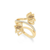 natural citrine lotus blossom rings in yellow gold vermeil
